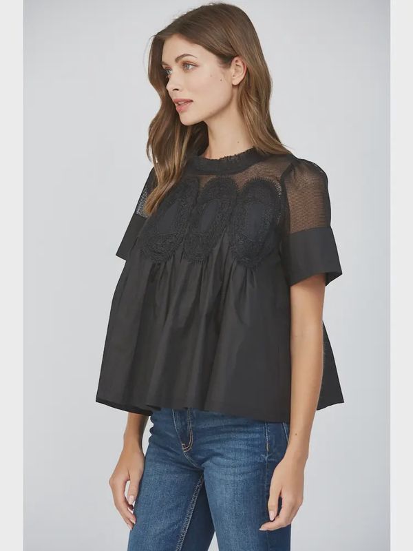 Mesh Combined Top w/ Applique