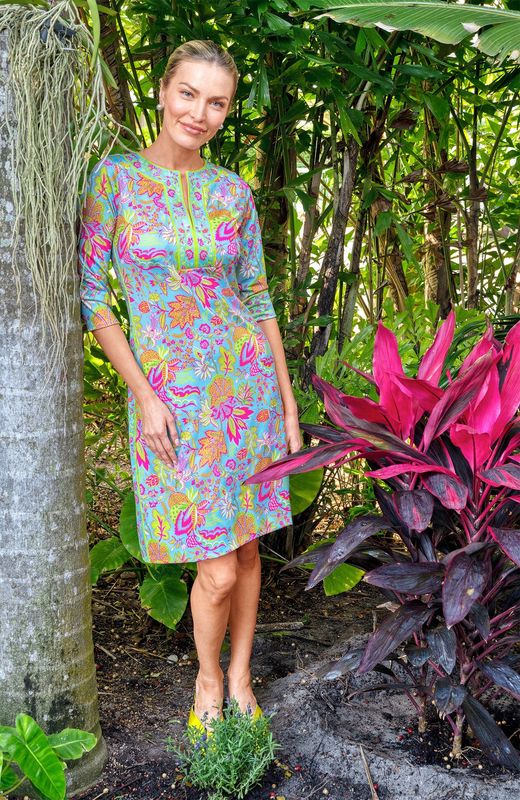 Blooming Party Split Neck Dress