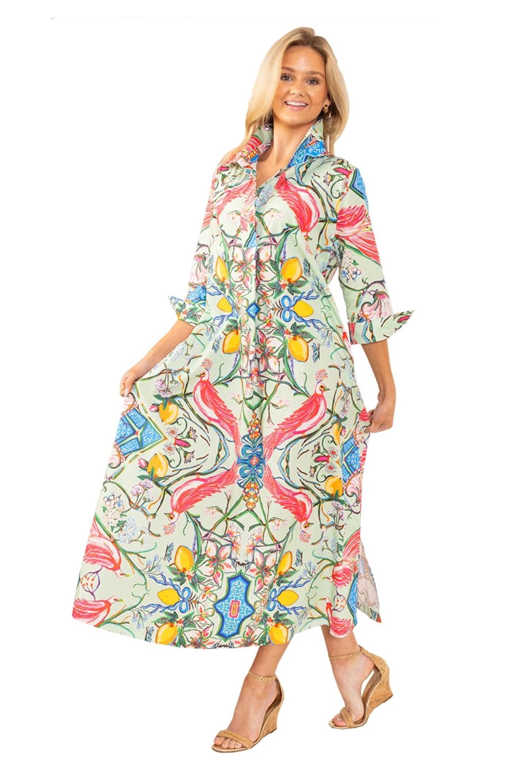 Mint Chinois Shirt Dress Long