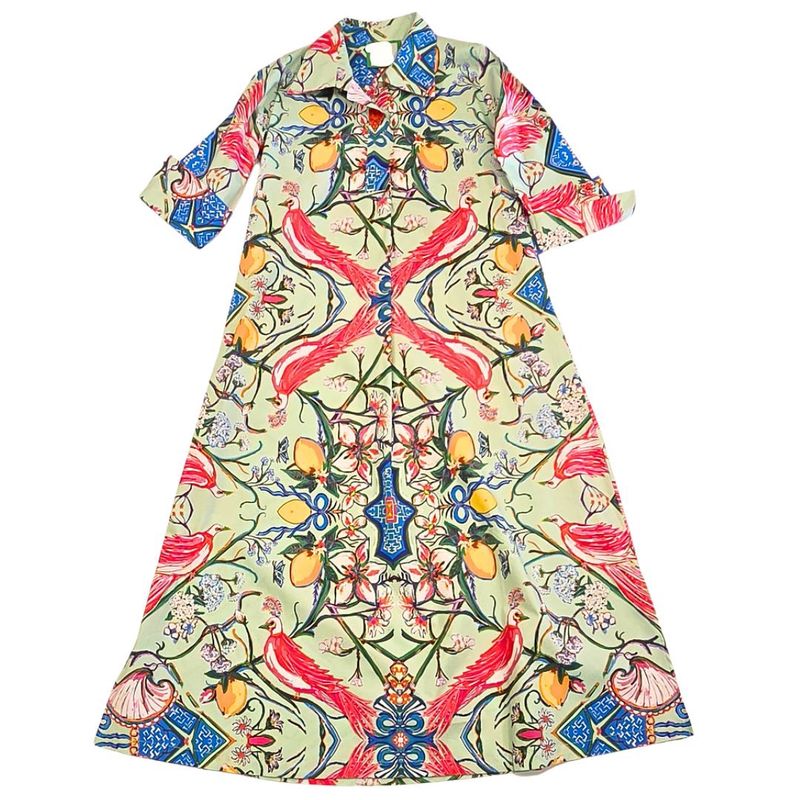 Mint Chinois Shirt Dress Long