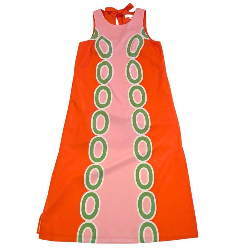 Retro Stained Glass Stitched Neck Halter Dress