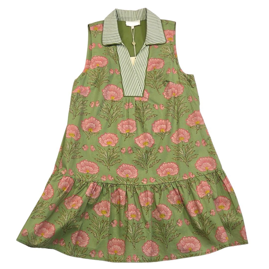 Floral Collar Sleeveless Mini Dress