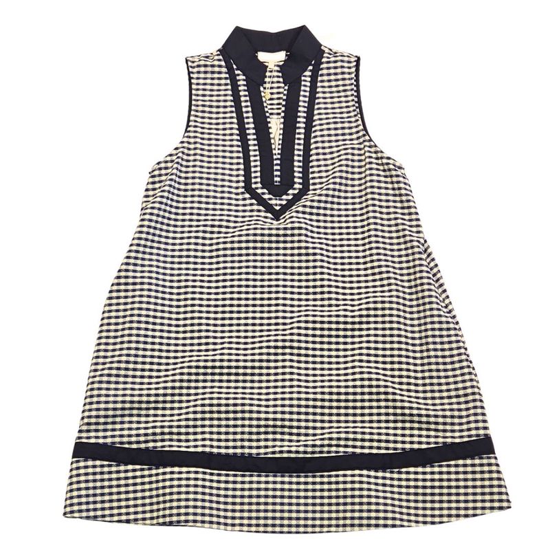 Gingham V-Neck Sleeveless Mini Dress