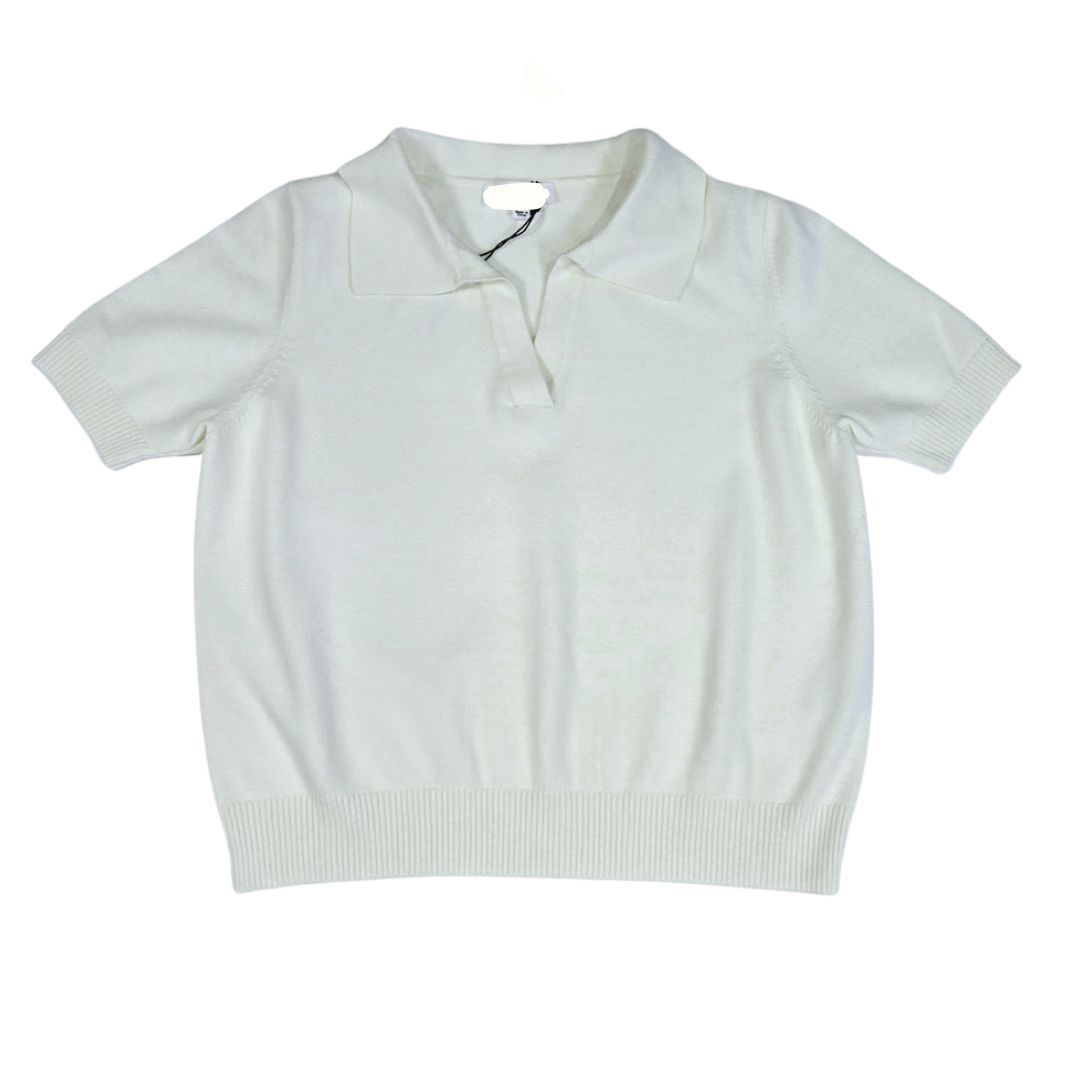 V-Neck S/S Collared Sweater Top