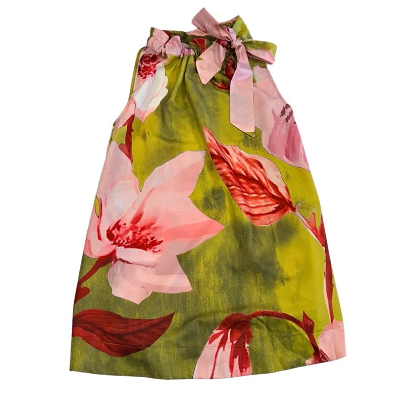 Ruffle Neck Tie Sleeveless Floral Mini Dress
