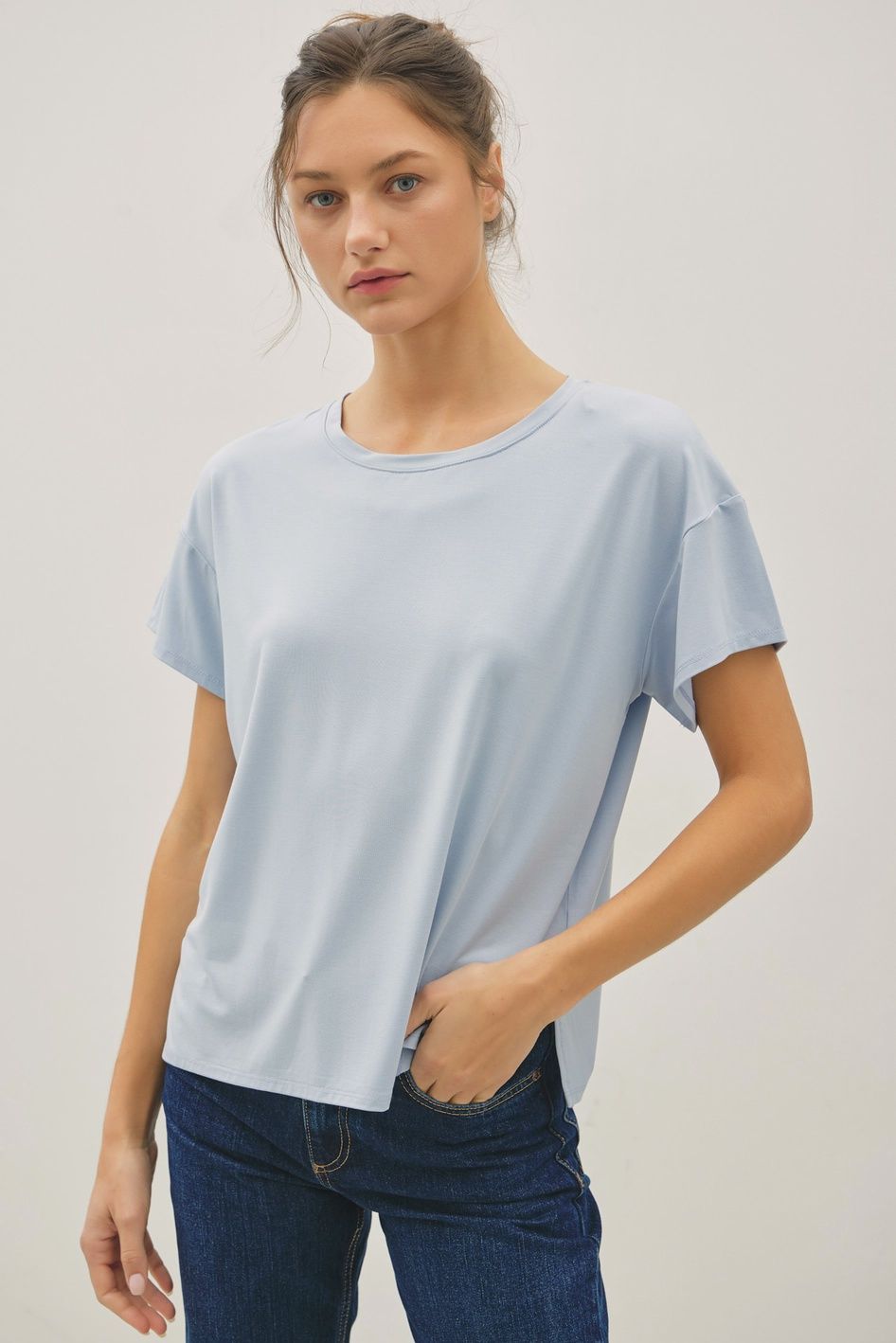 Crewneck T-Shirt, bamboo/modal, Color: Seafoam, Size: Small