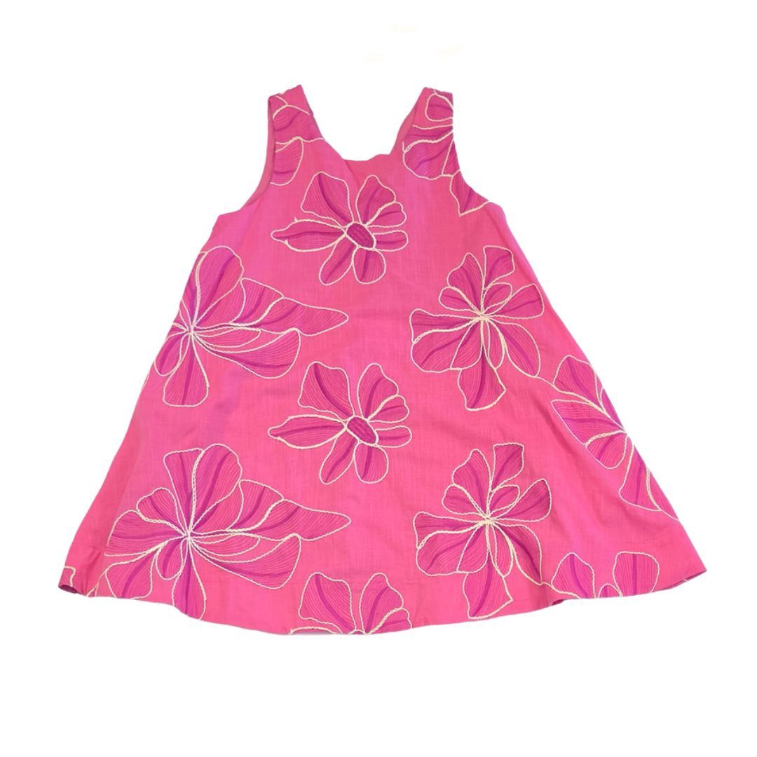 Floral Embroidered A-Line Mini Dress, Color: Hot Pink, Size: Small