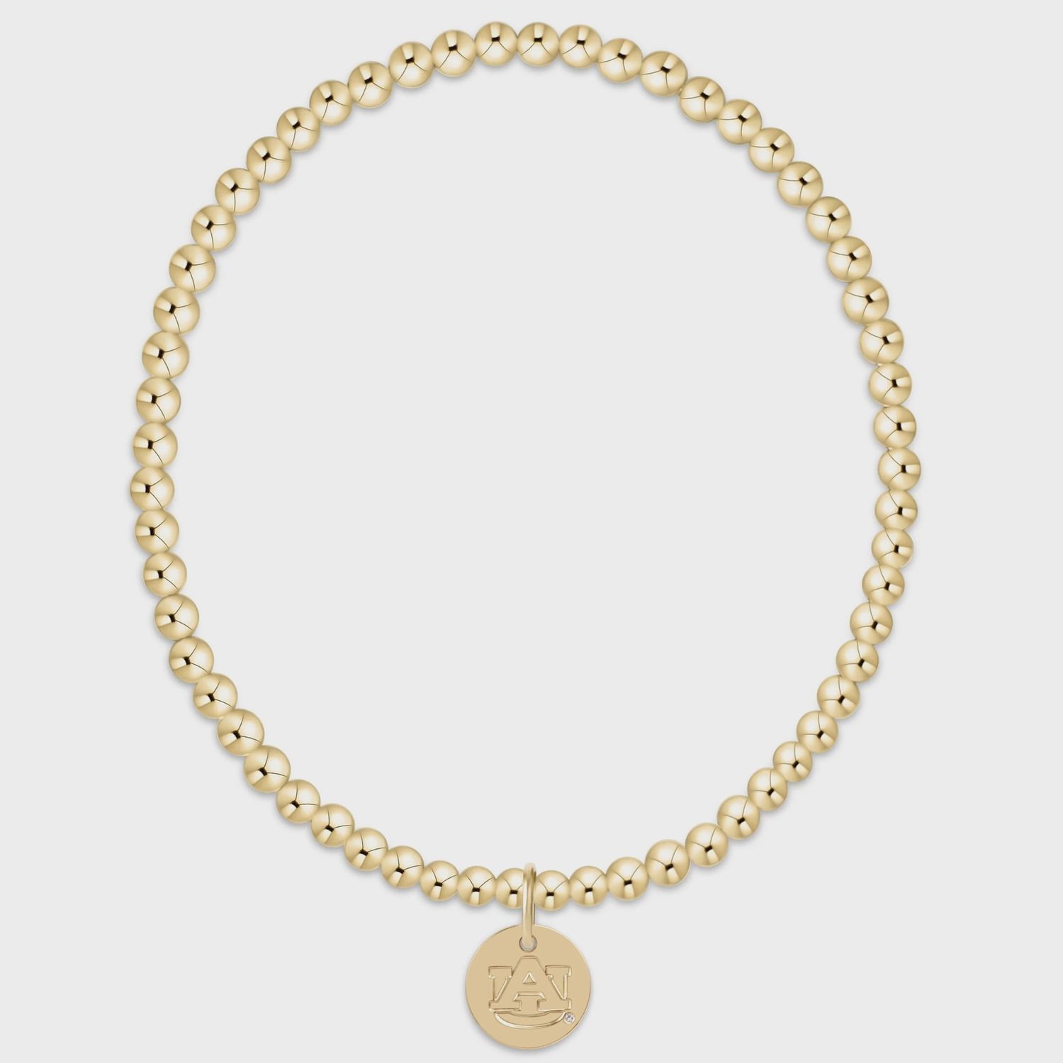 E-COLLEGIATE Classic Gold 3mm Bracelet, auburn disc
