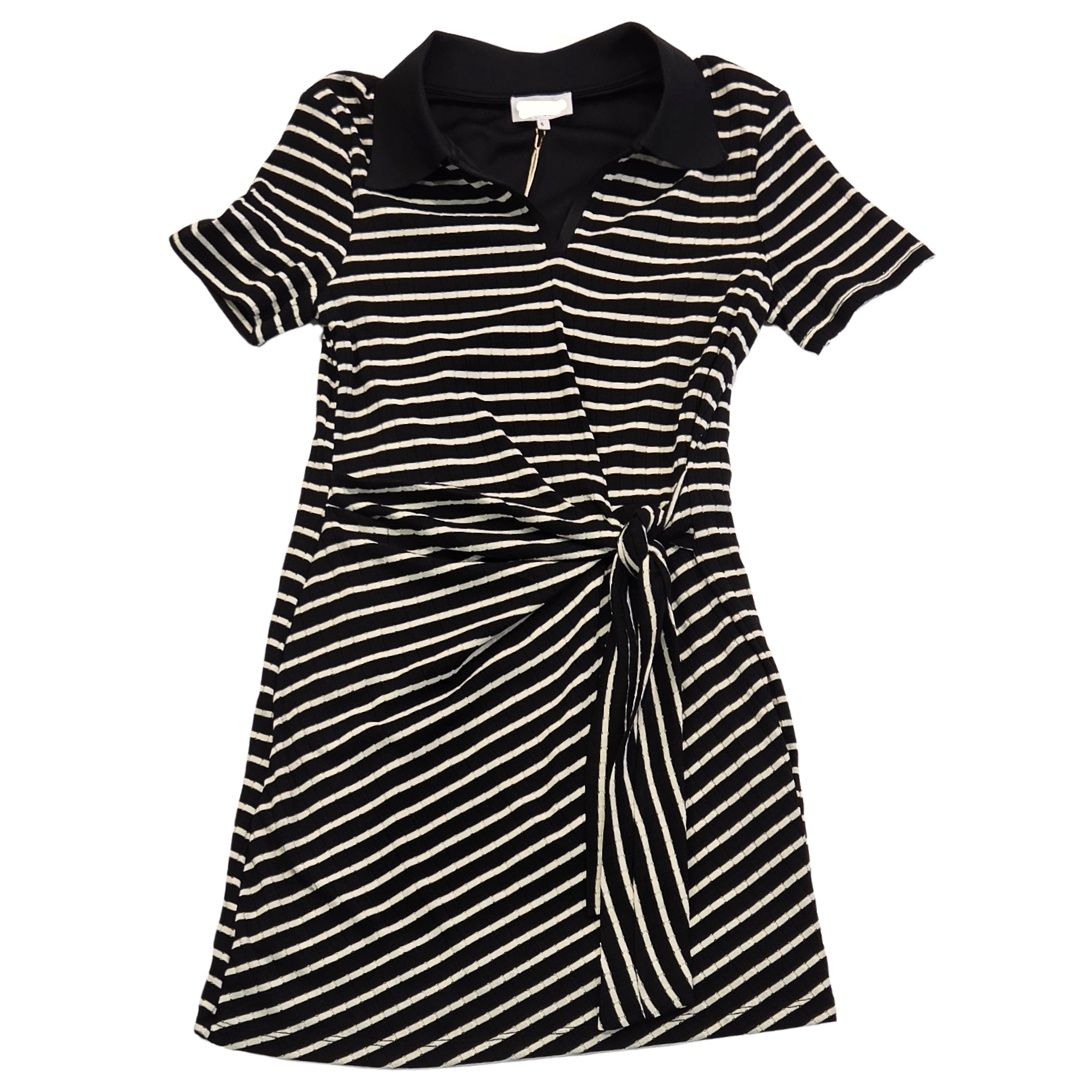 Striped Tie Waist Collared Mini Dress