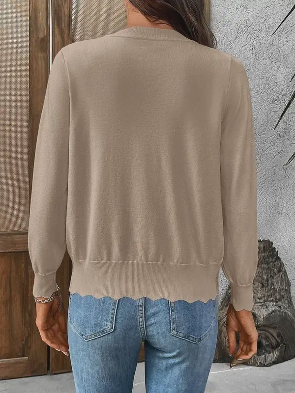 Scalloped Edge V-Neck Cardigan
