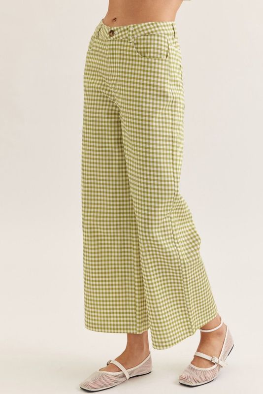 Gingham Wide Leg Pant