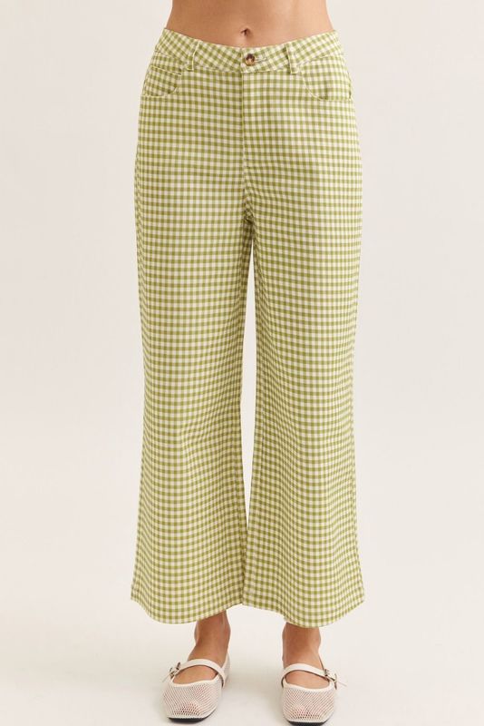 Gingham Wide Leg Pant