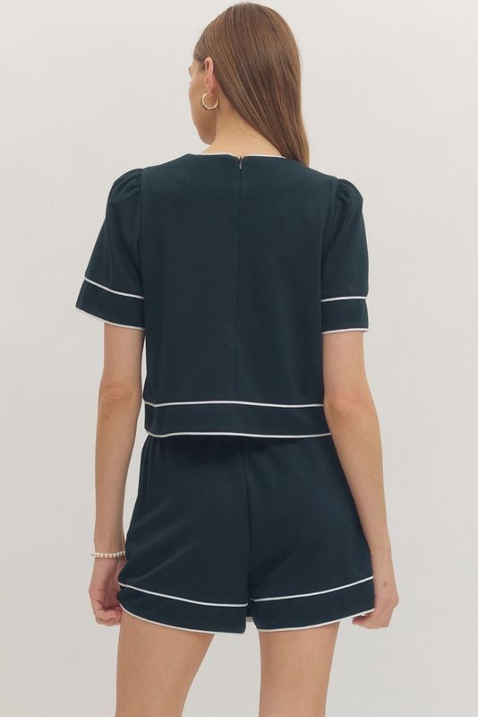 Skort, white piping detail
