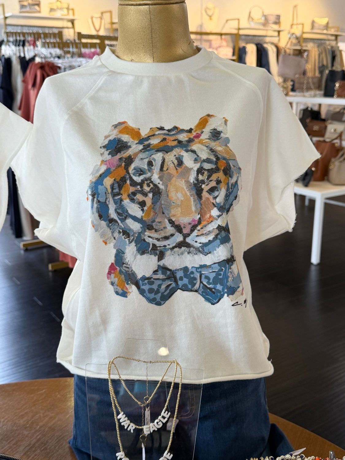 Tiger Blue Bow Tie Edgy Tee