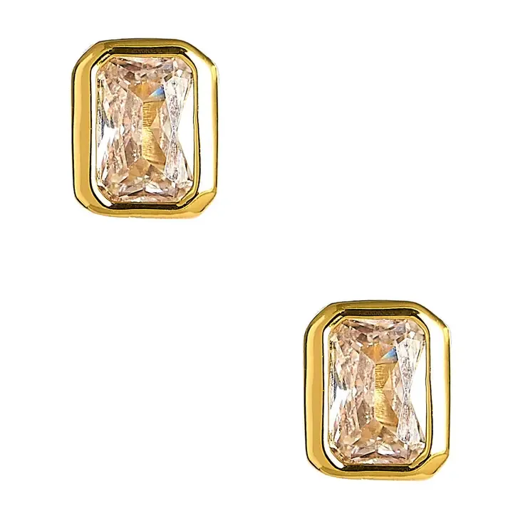 Small Rectangle Bezel Stud Gold