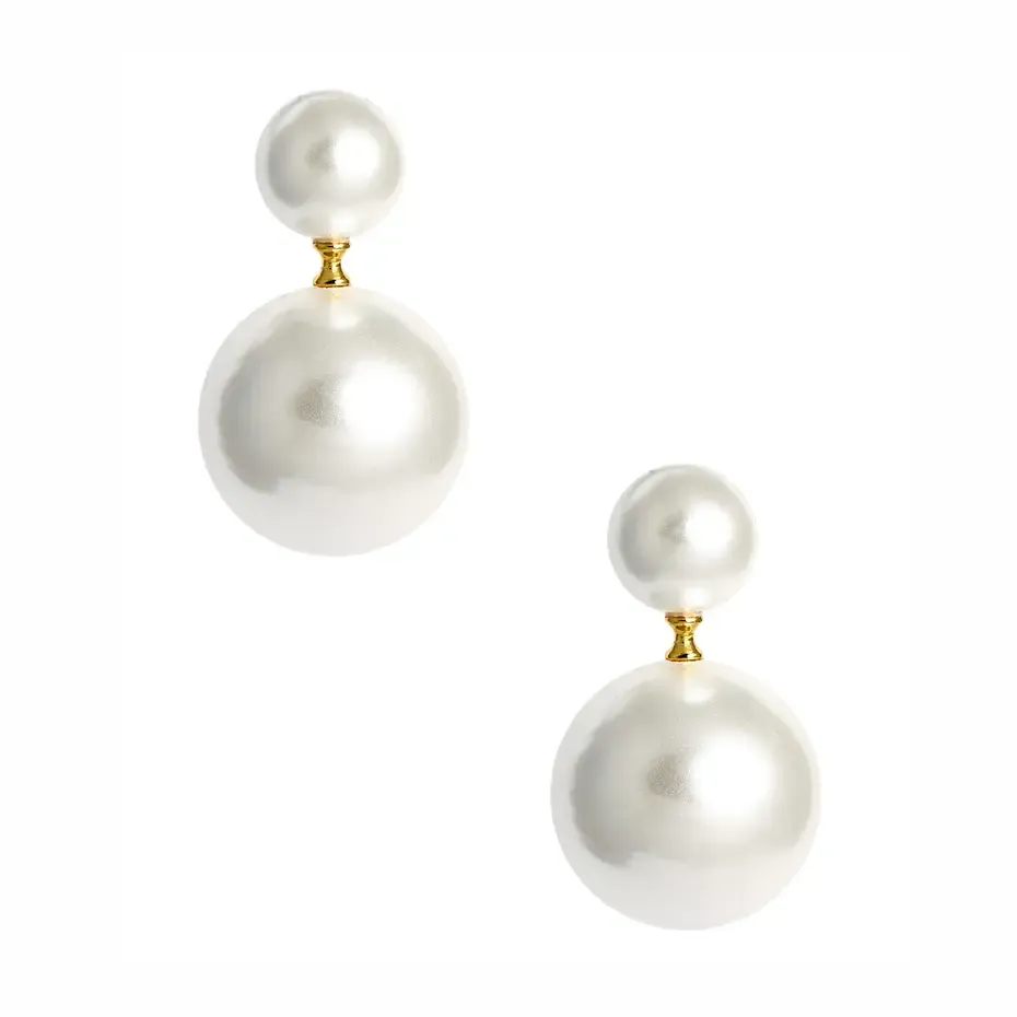 June Double Pearl Stud Earring