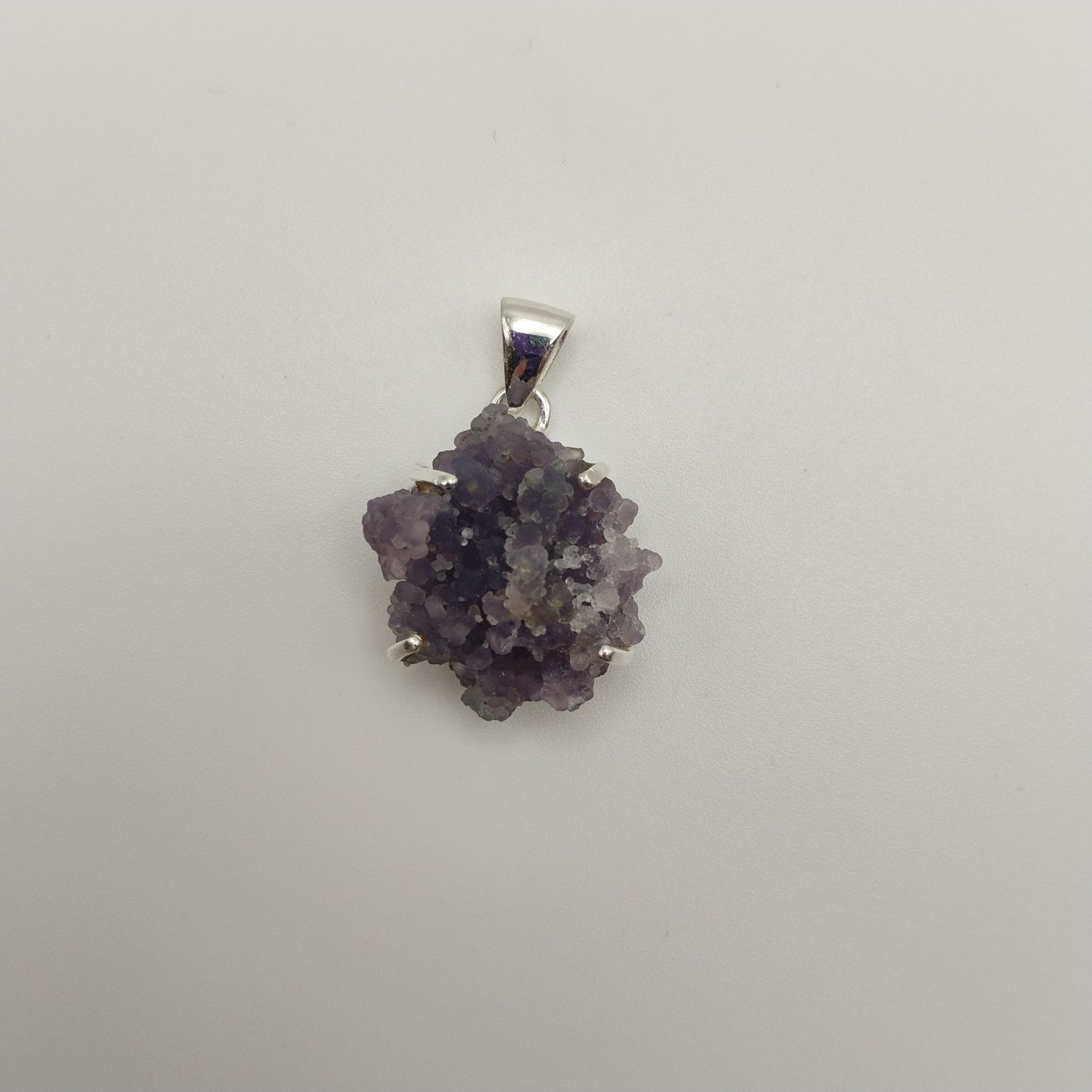 Grape Agate Druzy Sterling Silver Pendant