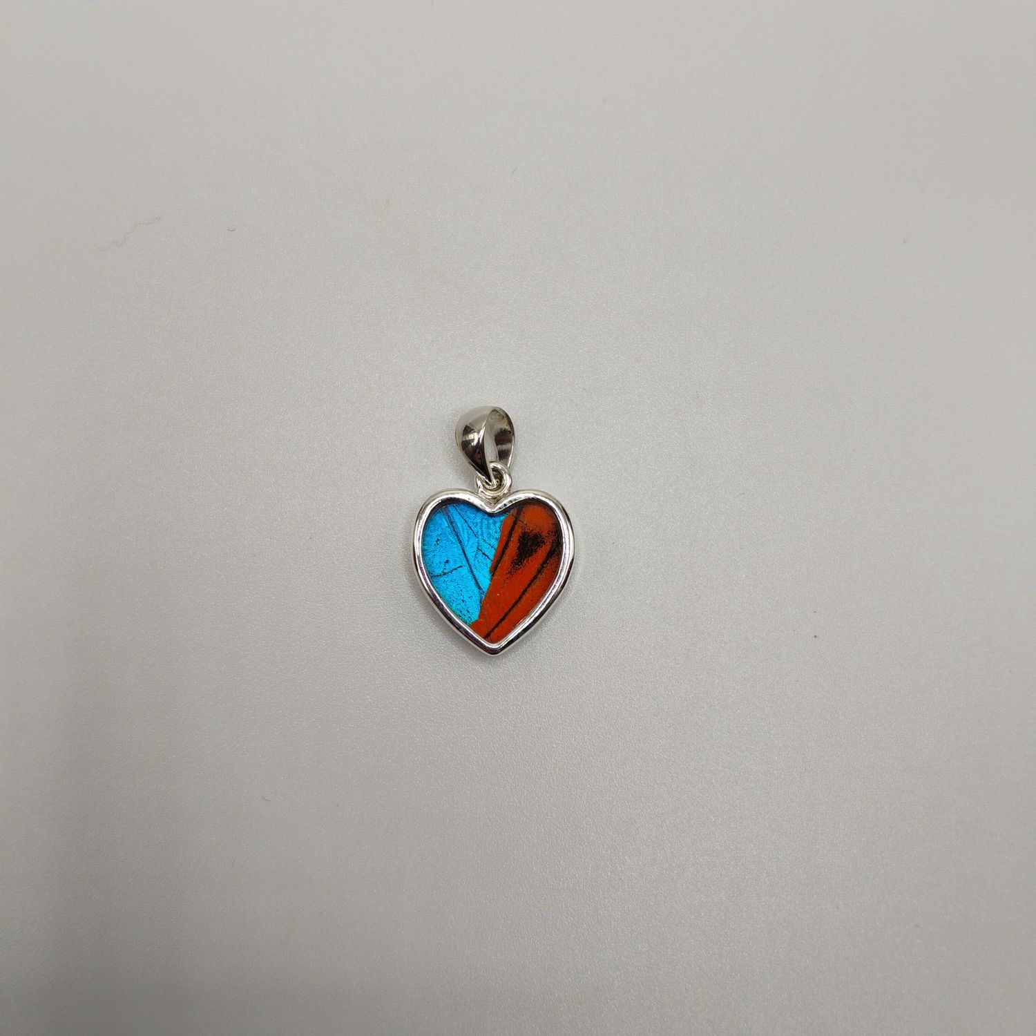 Mixed Butterfly Heart Shape Fine Silver Pendant