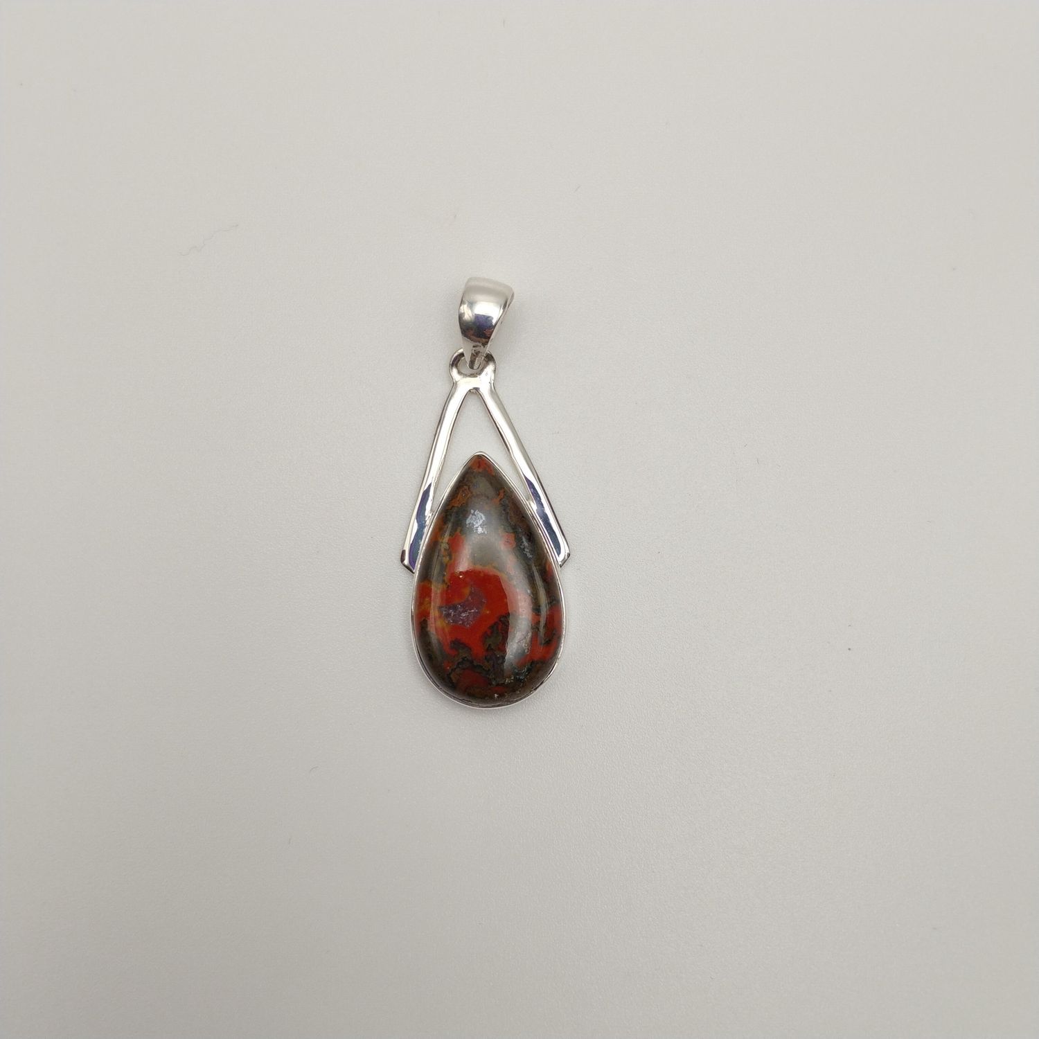 Seam Agate Wishbone Pendant Sterling Silver