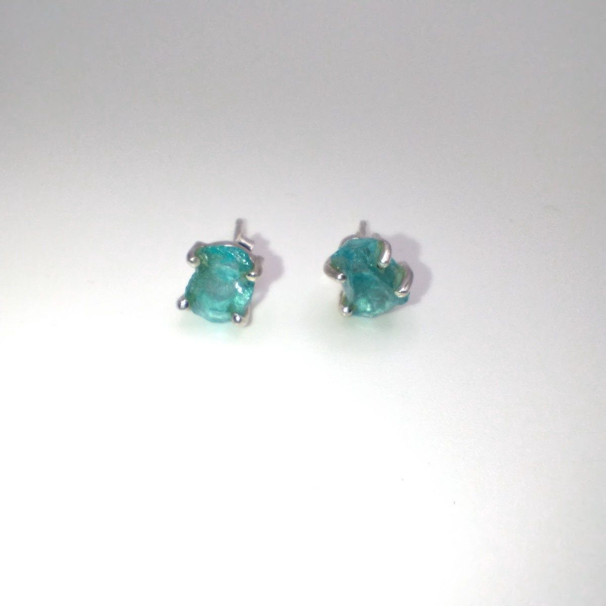 Blue Apatite Stud Sterling Silver Earrings