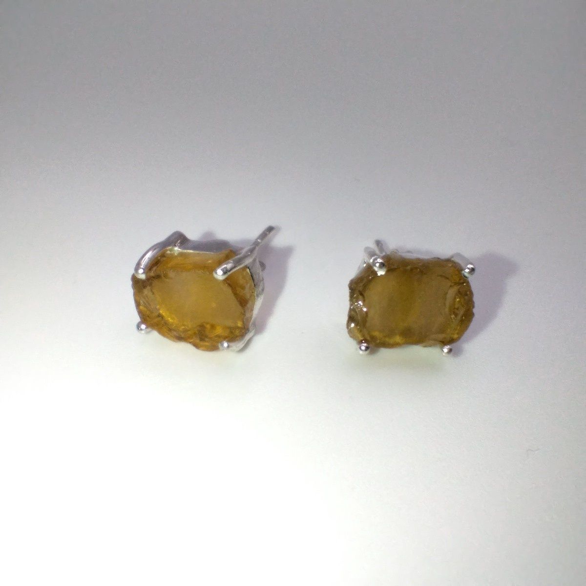 Cognac Quartz Stud Sterling Silver