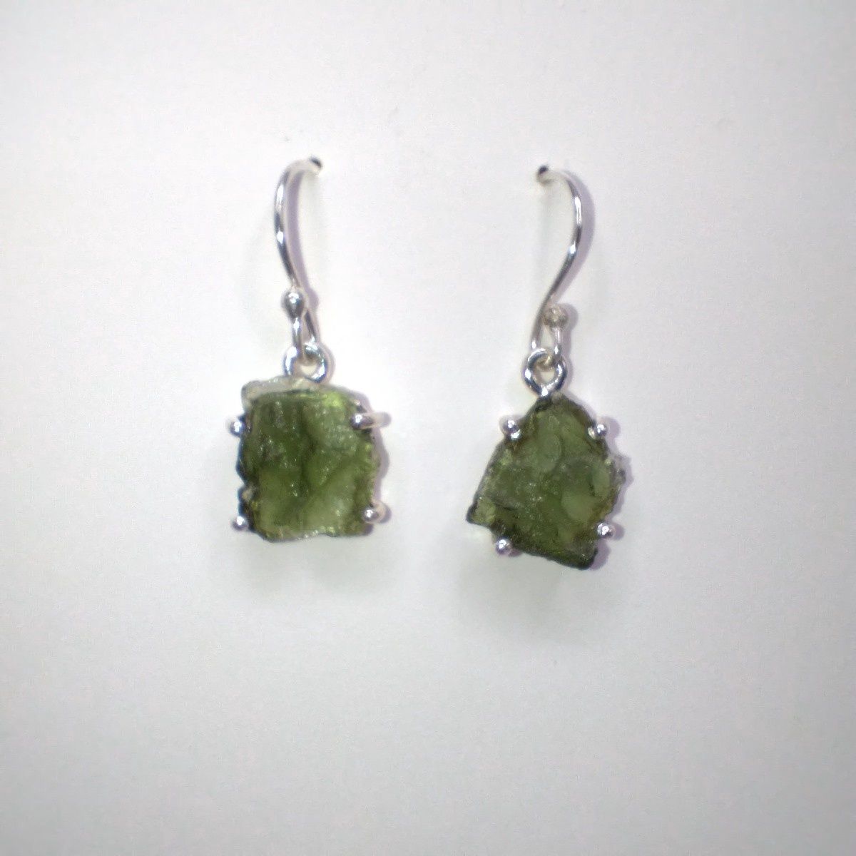 Moldavite Sterling Silver Dangle Earrings