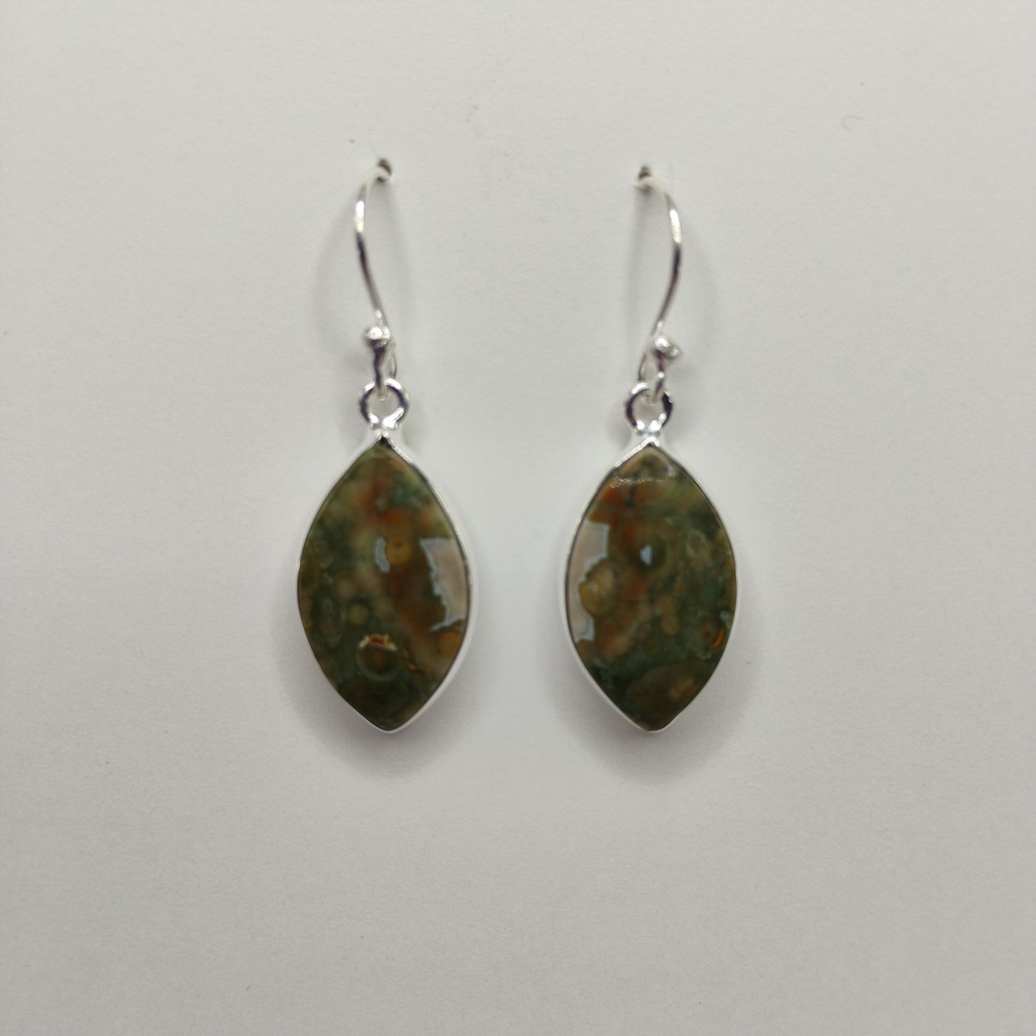 Rainforest Jasper Sterling Silver Dangle Earrings