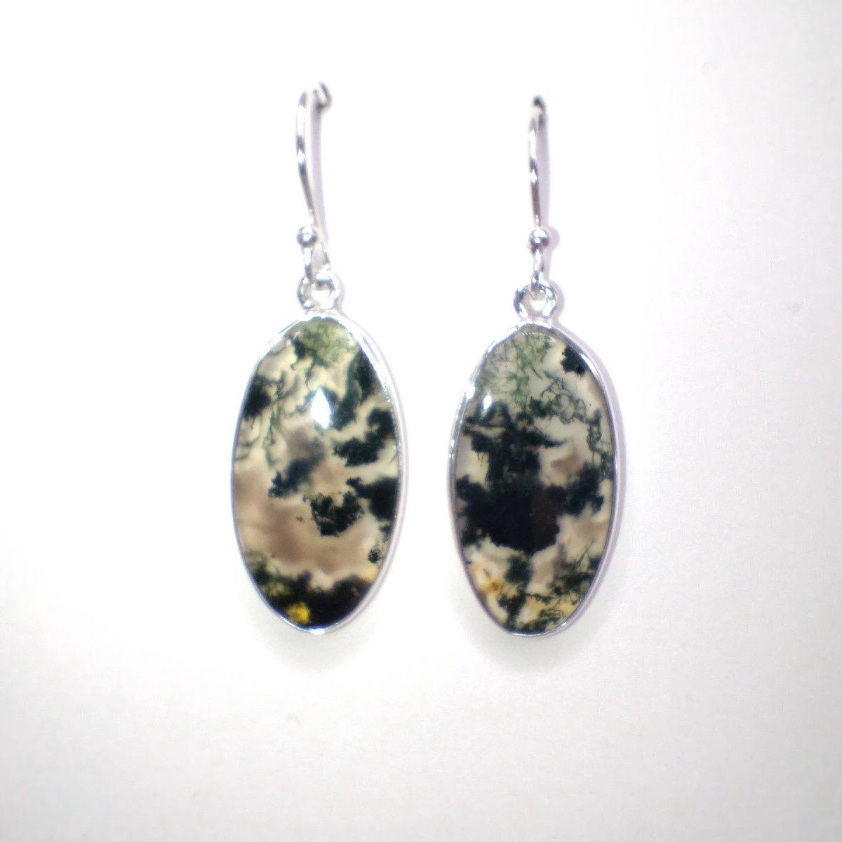 Moss Agate Sterling Silver Dangle Earrings