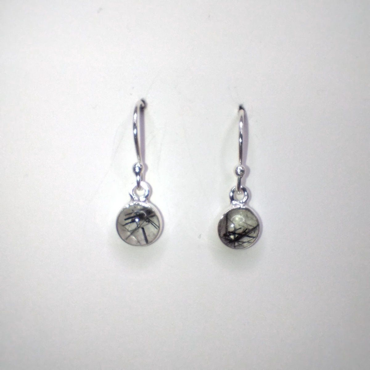 Black Rutile Sterling Silver Dangle Earrings