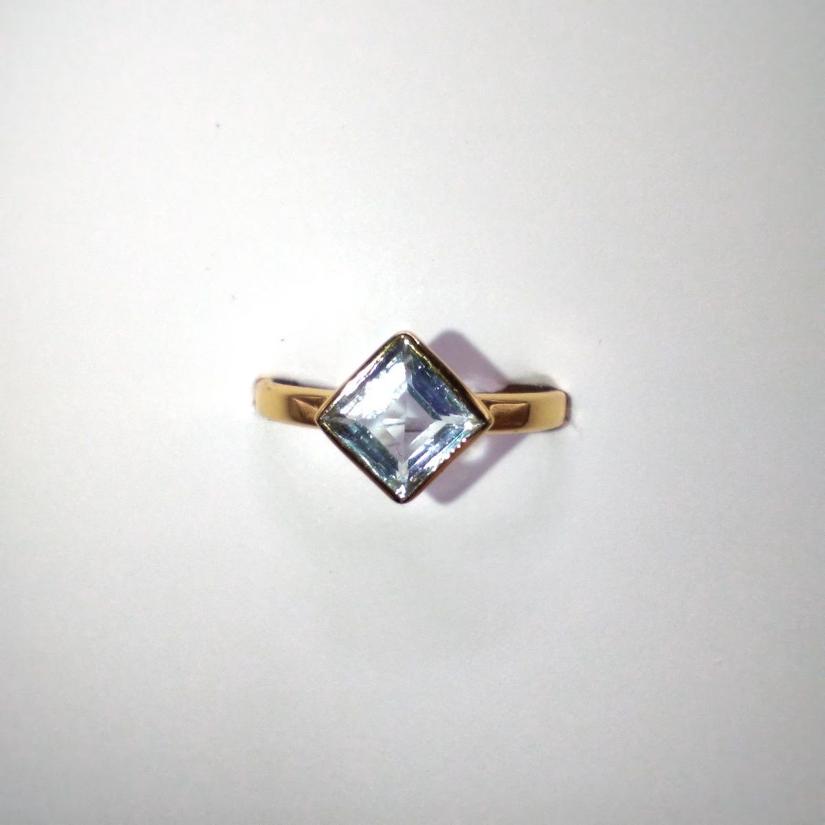 Blue Topaz 6x6 Everyday Gold Plated Ring Size 8