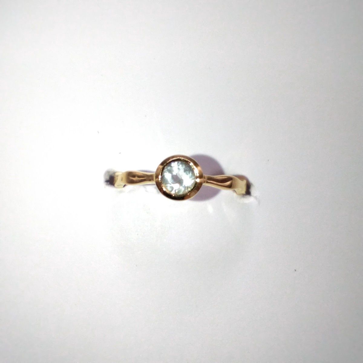Aquamarine 18K Vermeil Gold Wavy Ring Size 5