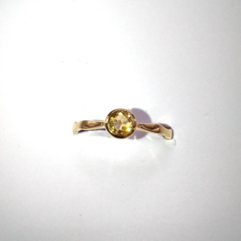 Citrine 18K Vermeil Gold Wavy Ring Size 8