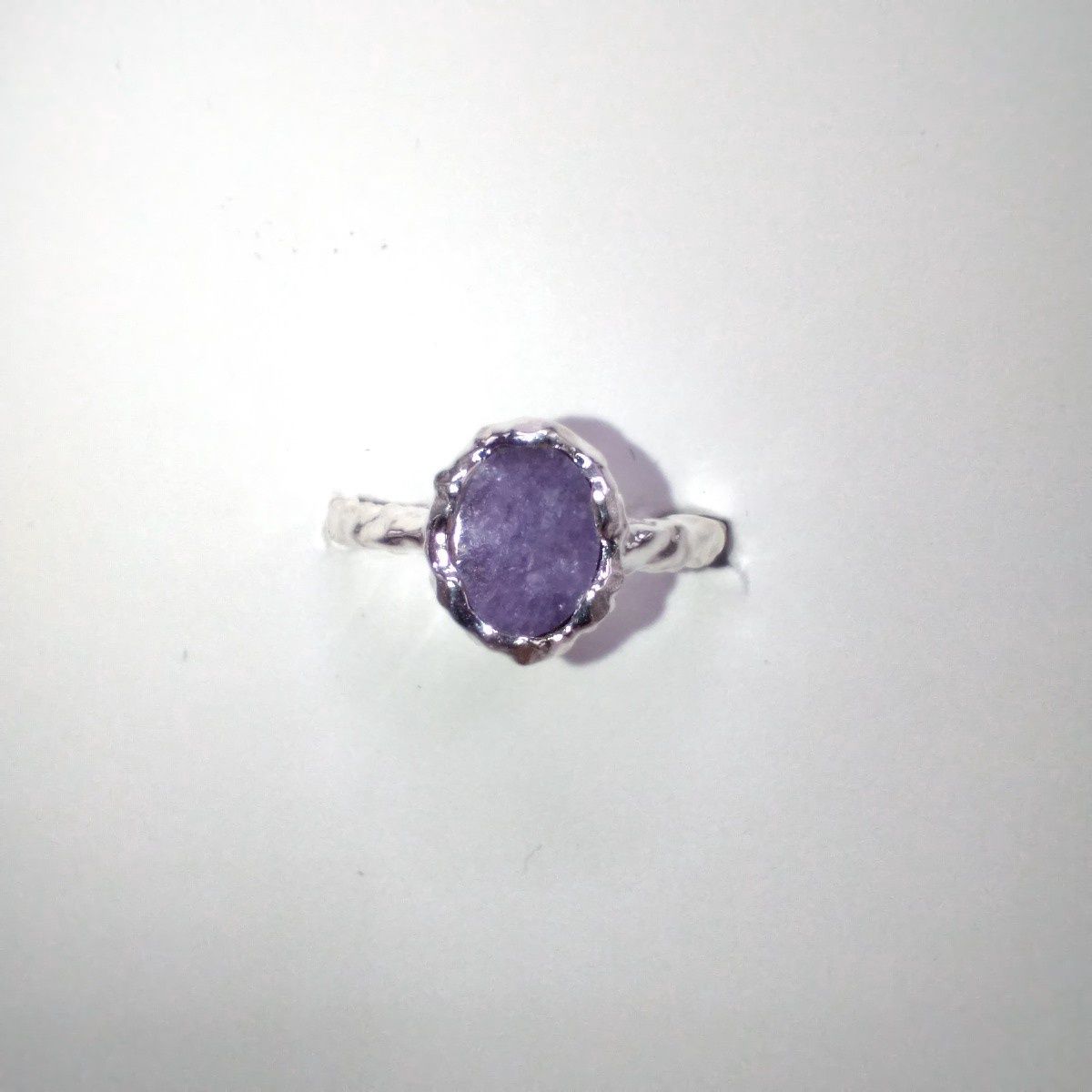 Lepidolite Sterling Silver Oval Drip Ring Size 7