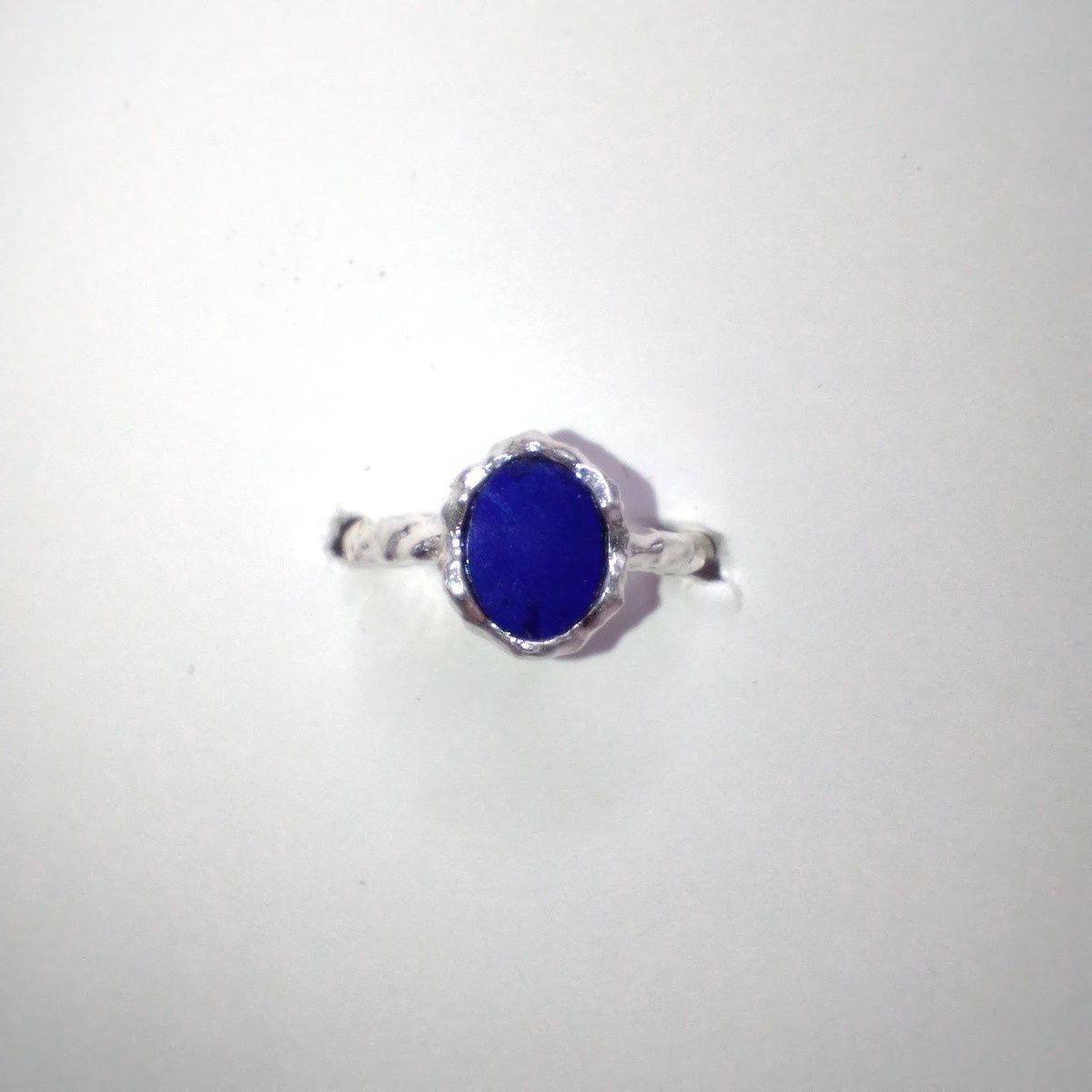 Lapis Sterling Silver Oval Drip Ring Size 7