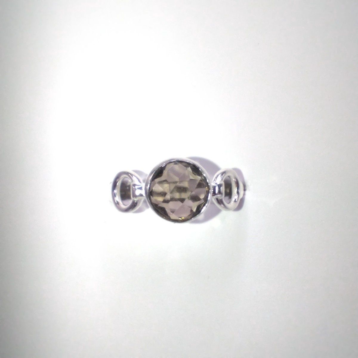 Smokey Quartz Sterling Silver Trinity Ring Size 11