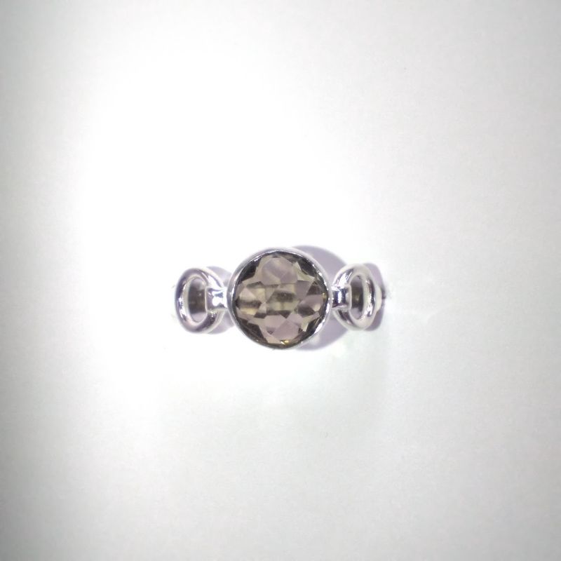Smokey Quartz Sterling Silver Trinity Ring Size 11
