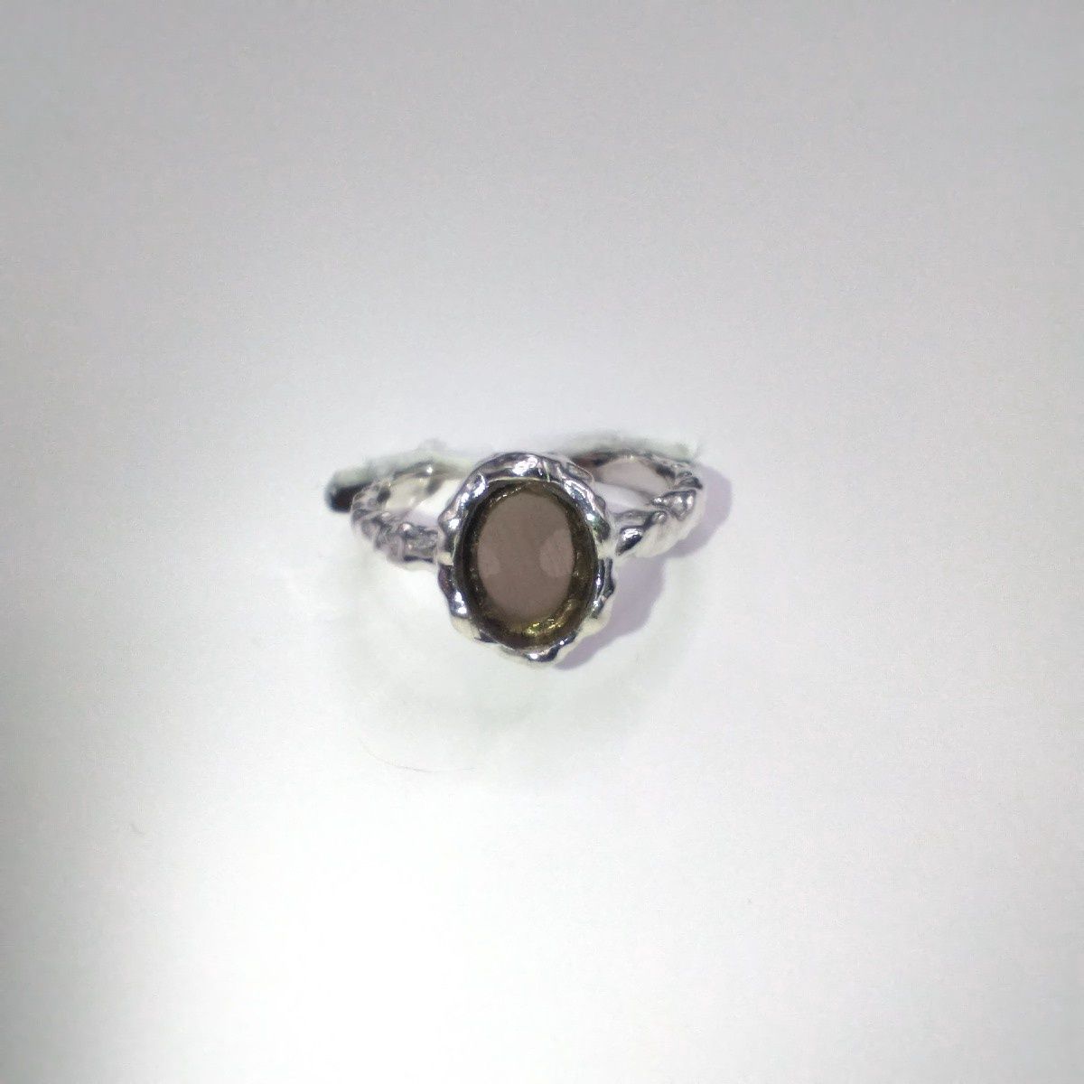 Smokey Quartz Sterling Silver Oval Drip Ring Size 6