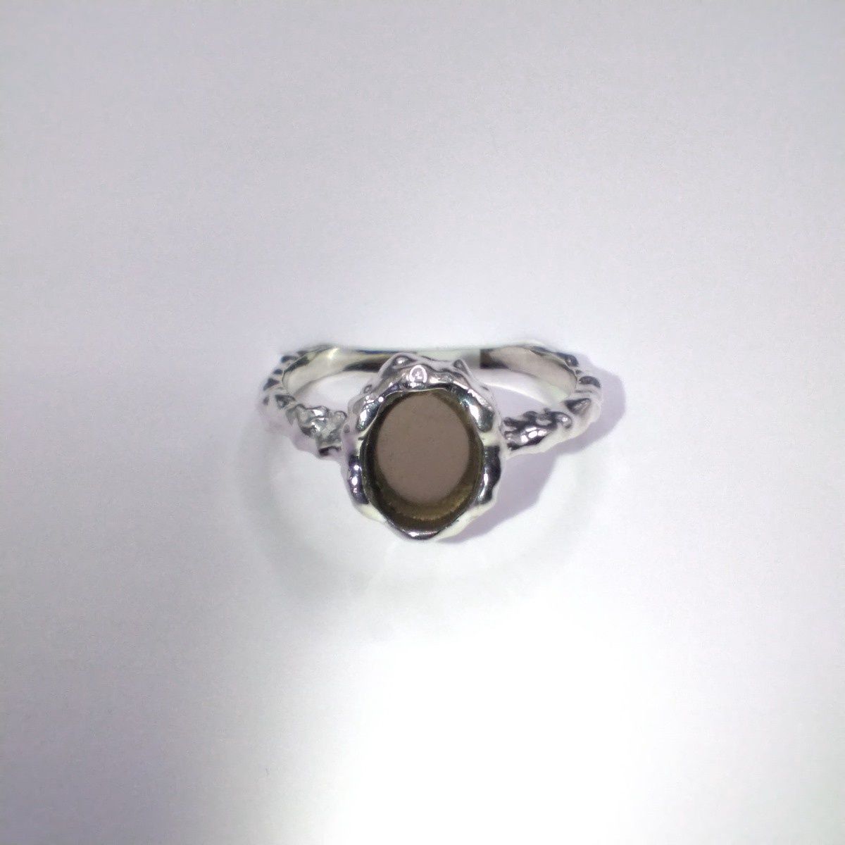 Smokey Quartz Sterling Silver Oval Drip Ring Size 9