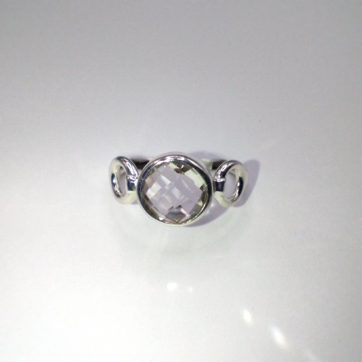 Crystal Sterling Silver Trinity Ring Size 8