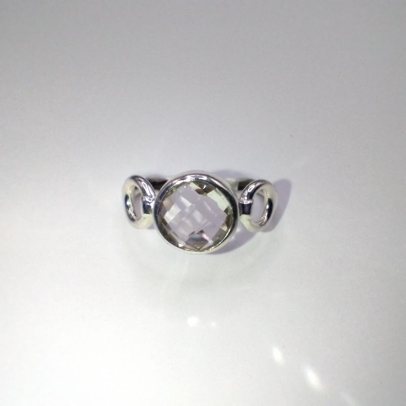Crystal Sterling Silver Trinity Ring Size 8