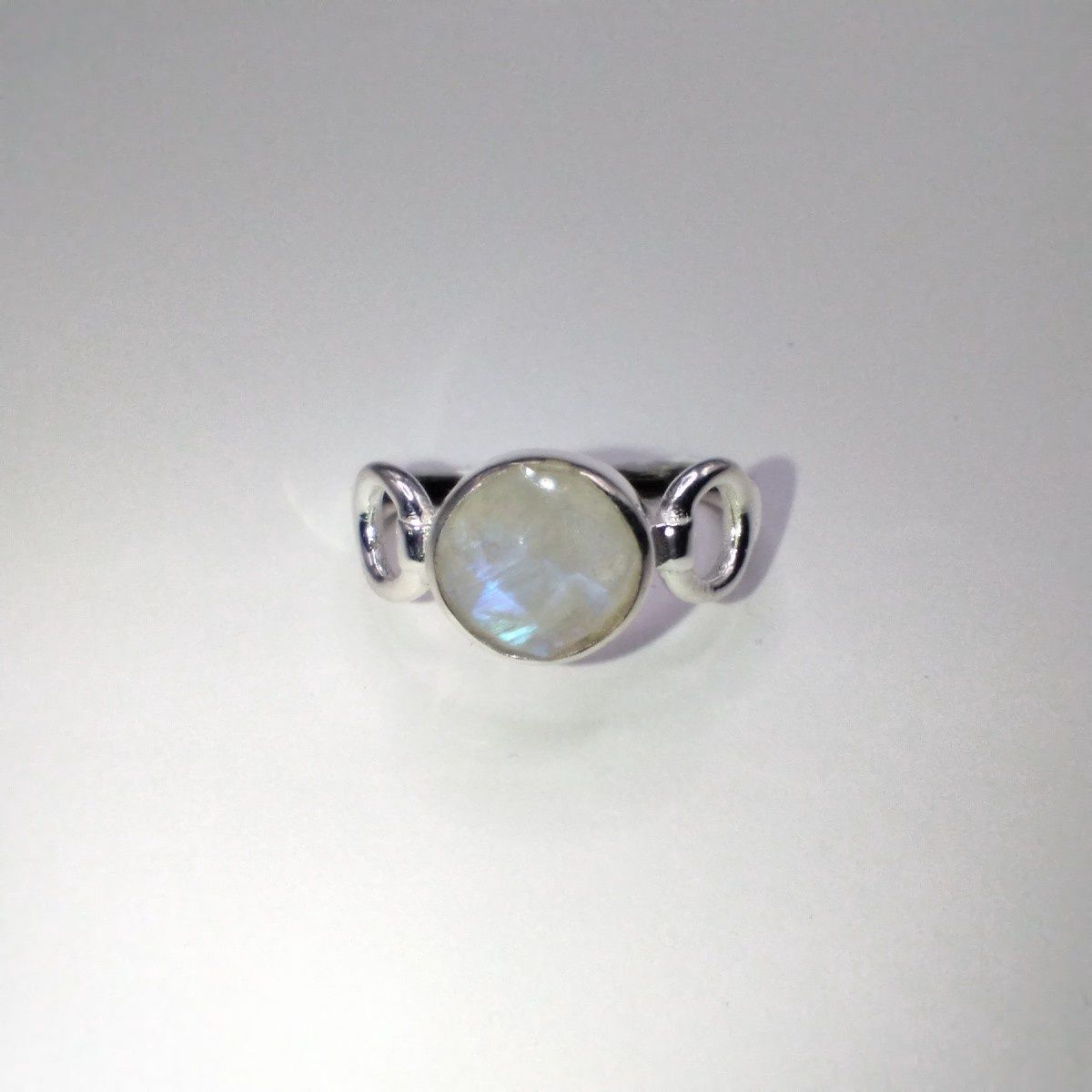 Moonstone Sterling Silver Trinity Ring Size 7