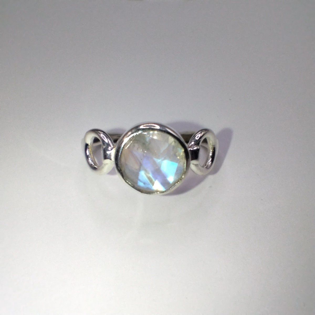 Moonstone Sterling Silver Trinity Ring Size 9
