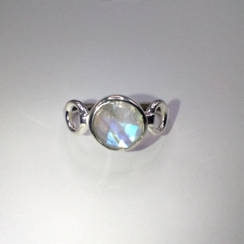 Moonstone Sterling Silver Trinity Ring Size 9