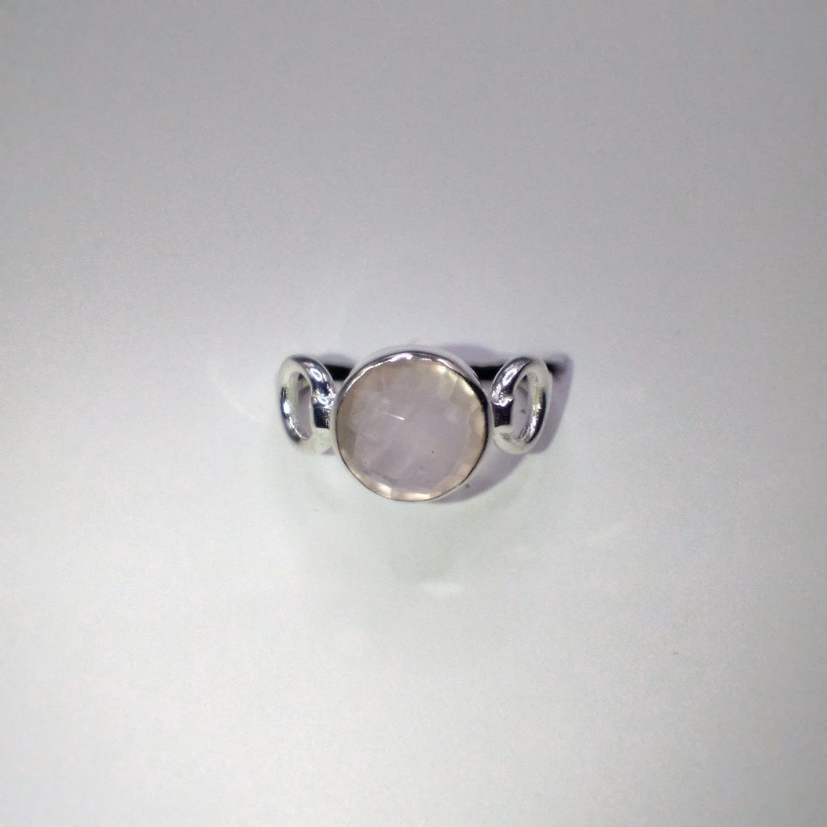 Rose Quartz Sterling Silver Trinity Ring Size 6