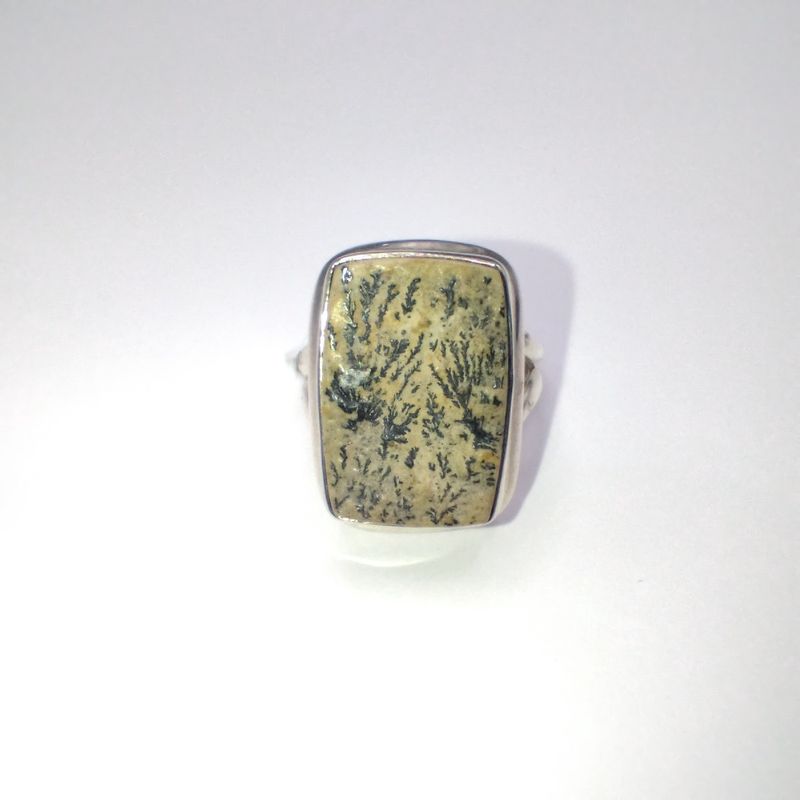 Psilomelane Dendrite German Ring Size 6 Sterling Silver
