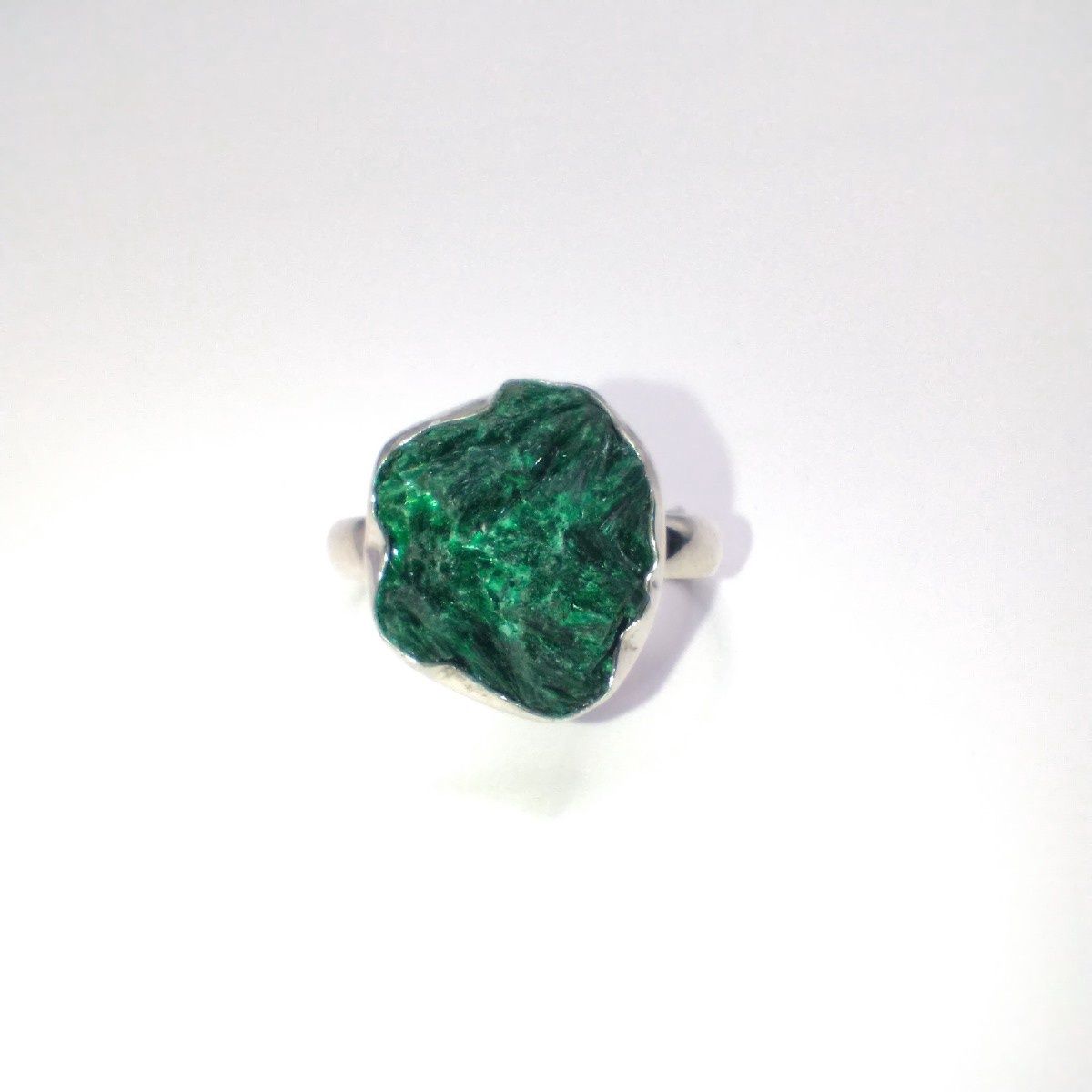 Malachite Druzy Sterling Silver Ring Size 11