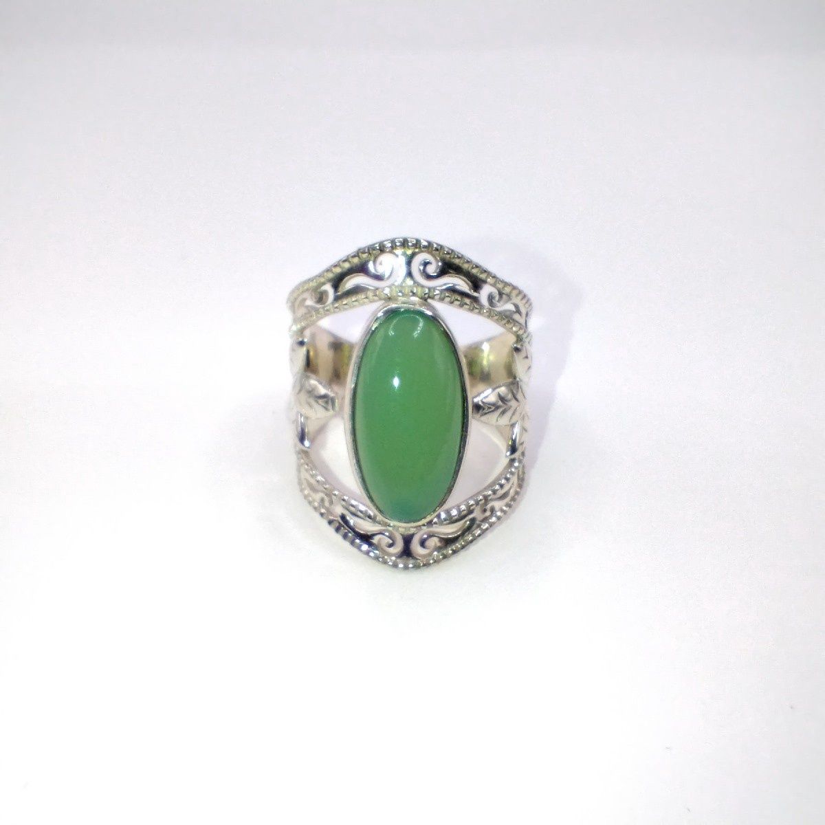 Chrysoprase Leaf Ring Size 6