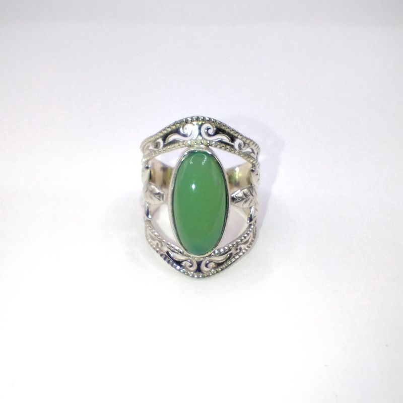 Chrysoprase Leaf Ring Size 6