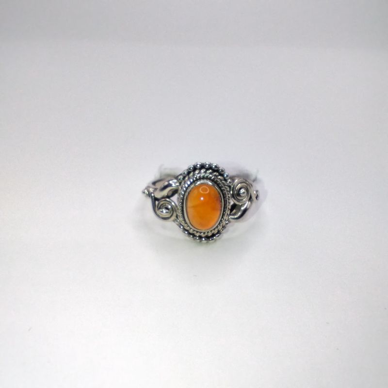 Carnelian Sterling Silver Dahlia Ring Size 7
