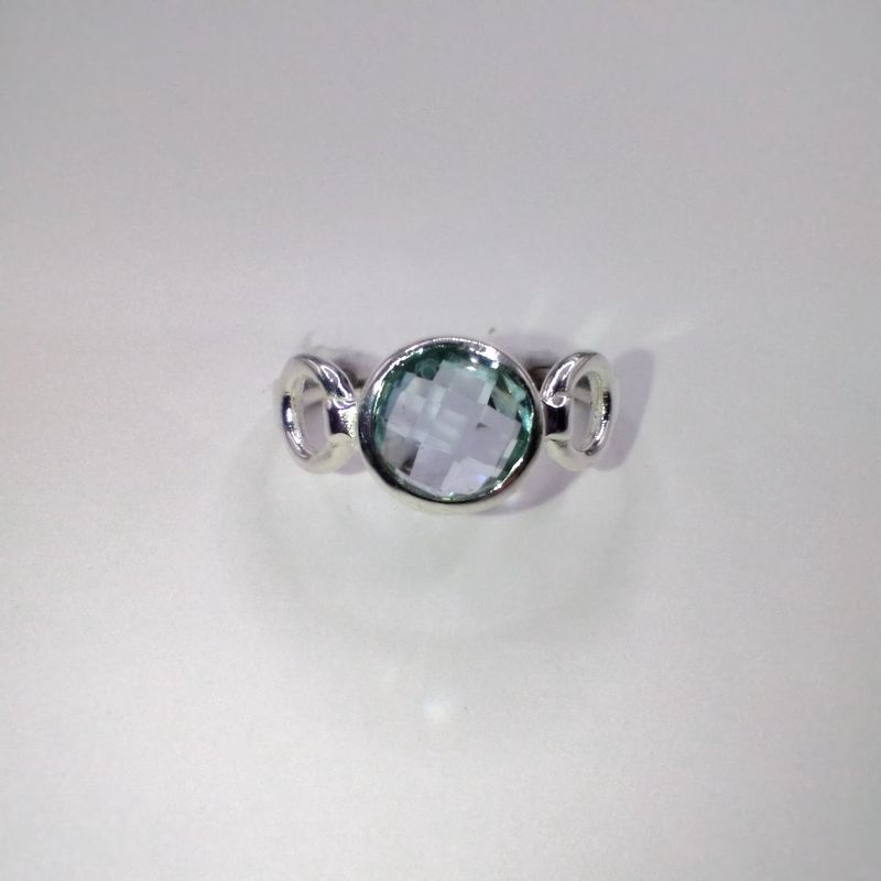 Blue Topaz Sterling Silver Trinity Ring Size 8
